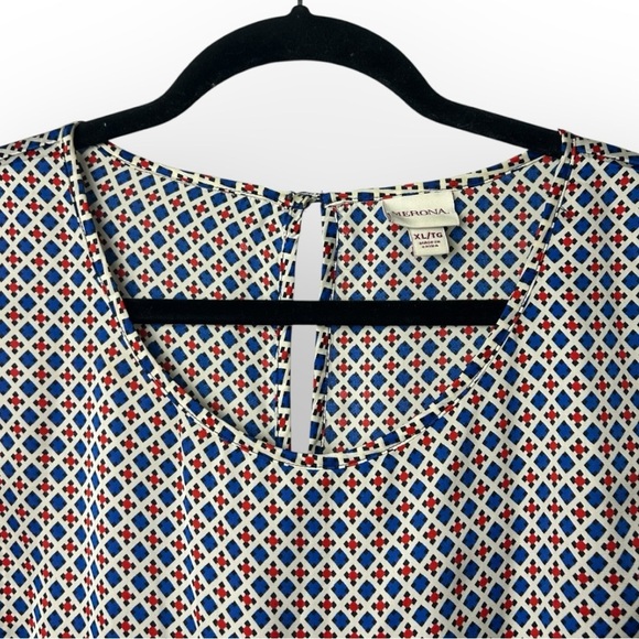 Merona Long Sleeve Patterned Blouse XL - Picture 3 of 6